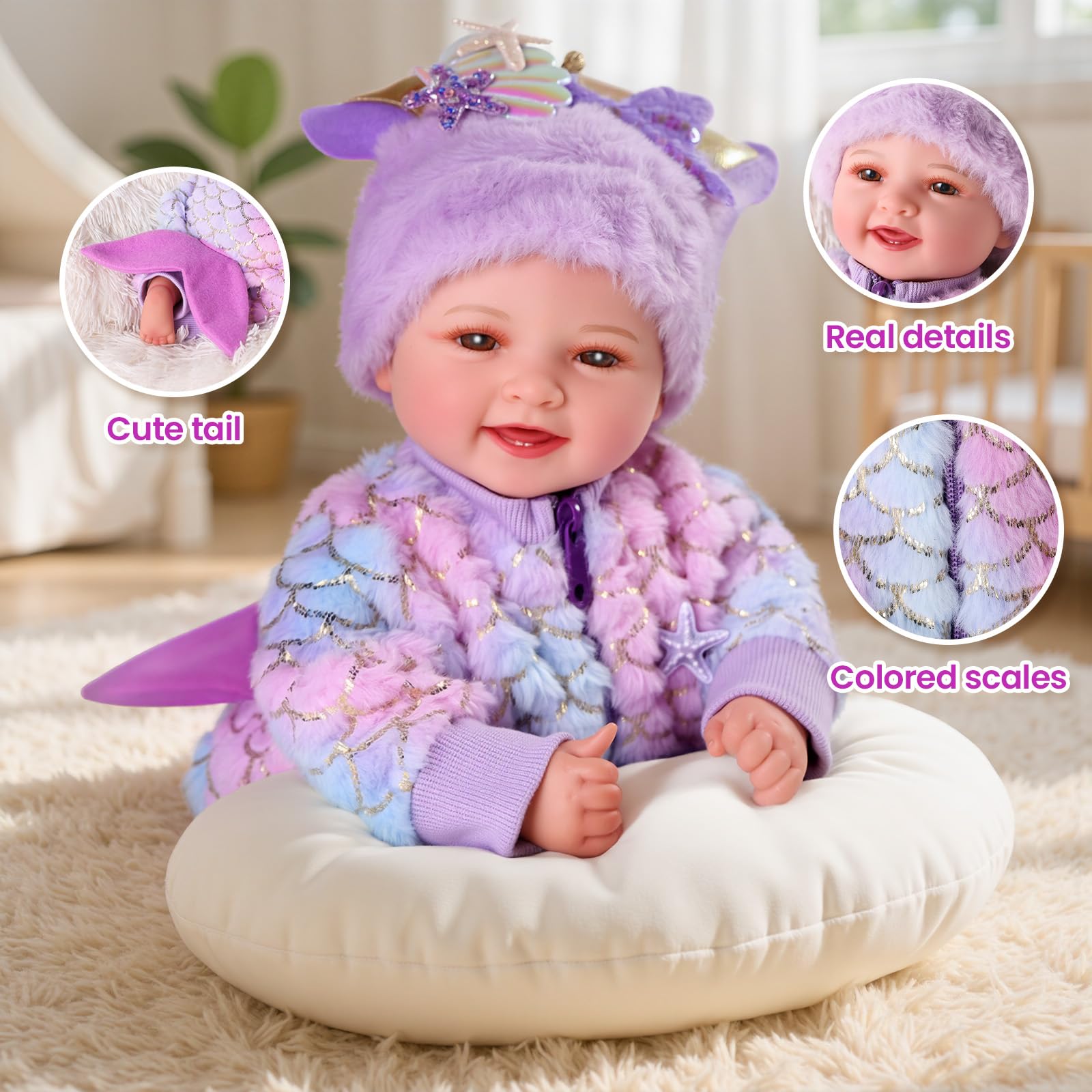 BABESIDE Mia sparkling mermaid outfit enhances pretend play with shimmering details.