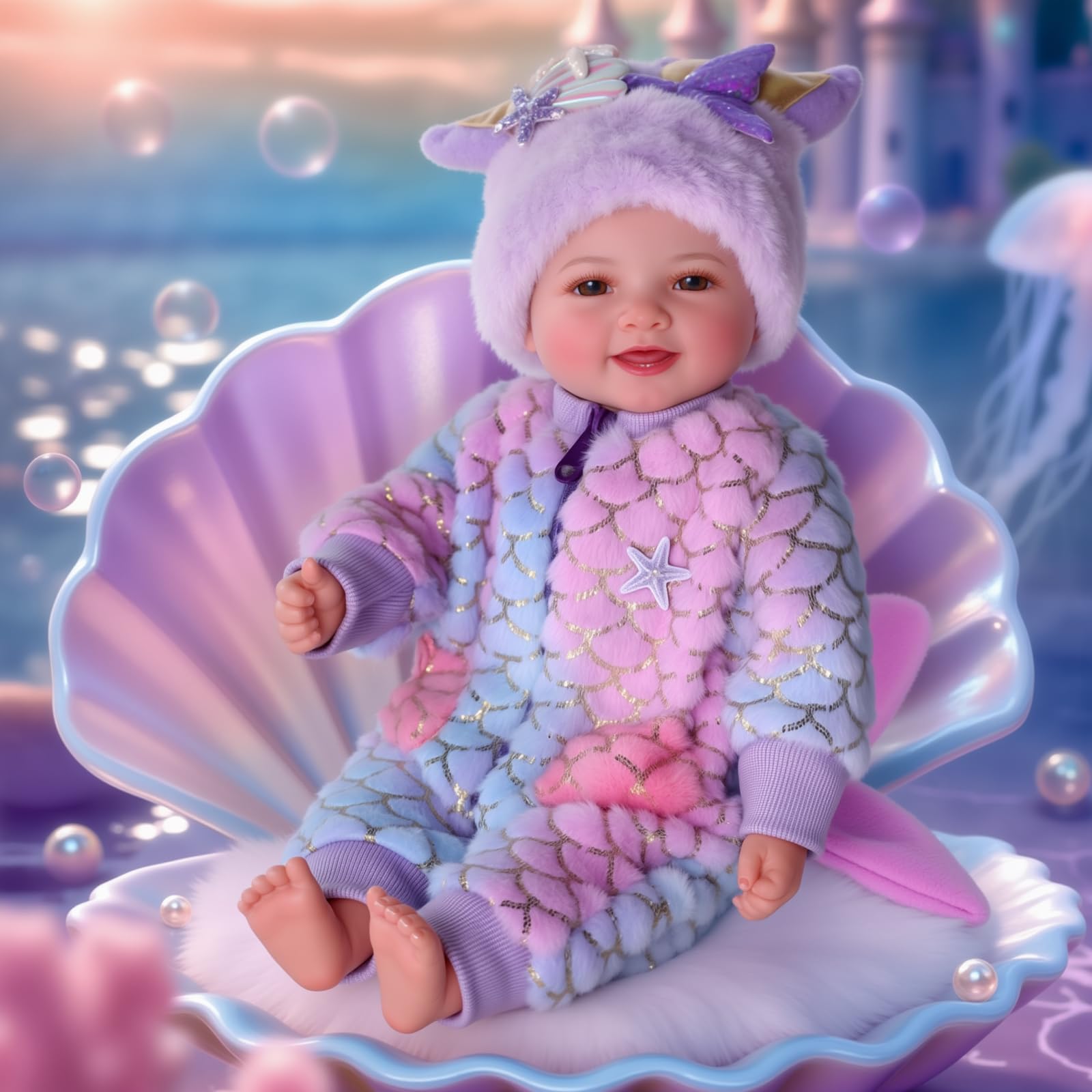 BABESIDE Mia mermaid doll with swimmable tail for imaginative ocean play.