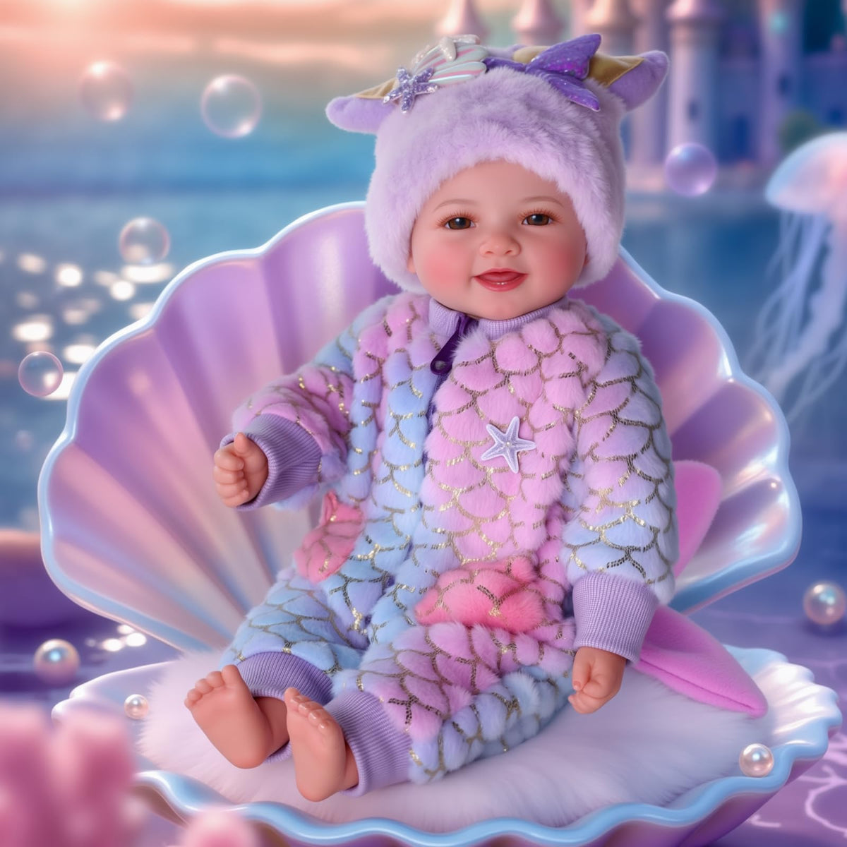 BABESIDE Mia mermaid doll with swimmable tail for imaginative ocean play.