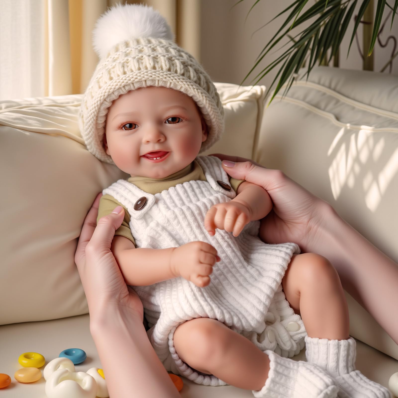 BABESIDE Mia soft cloth body with vinyl limbs for lifelike feel.