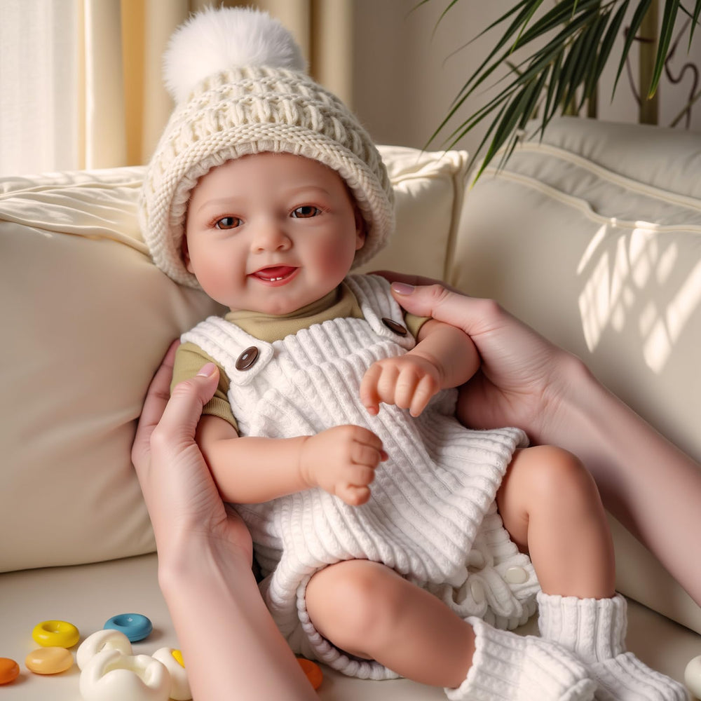 BABESIDE Mia soft cloth body with vinyl limbs for lifelike feel.