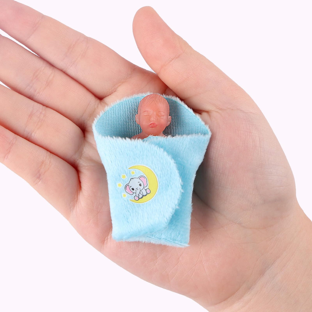 BABESIDE mini silicone baby doll blue closeup shows realistic detailing for tactile role-play care.