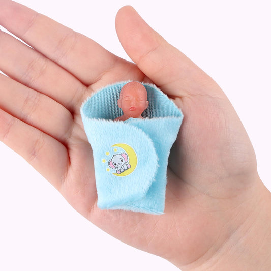 BABESIDE mini silicone baby doll blue closeup shows realistic detailing for tactile role-play care.