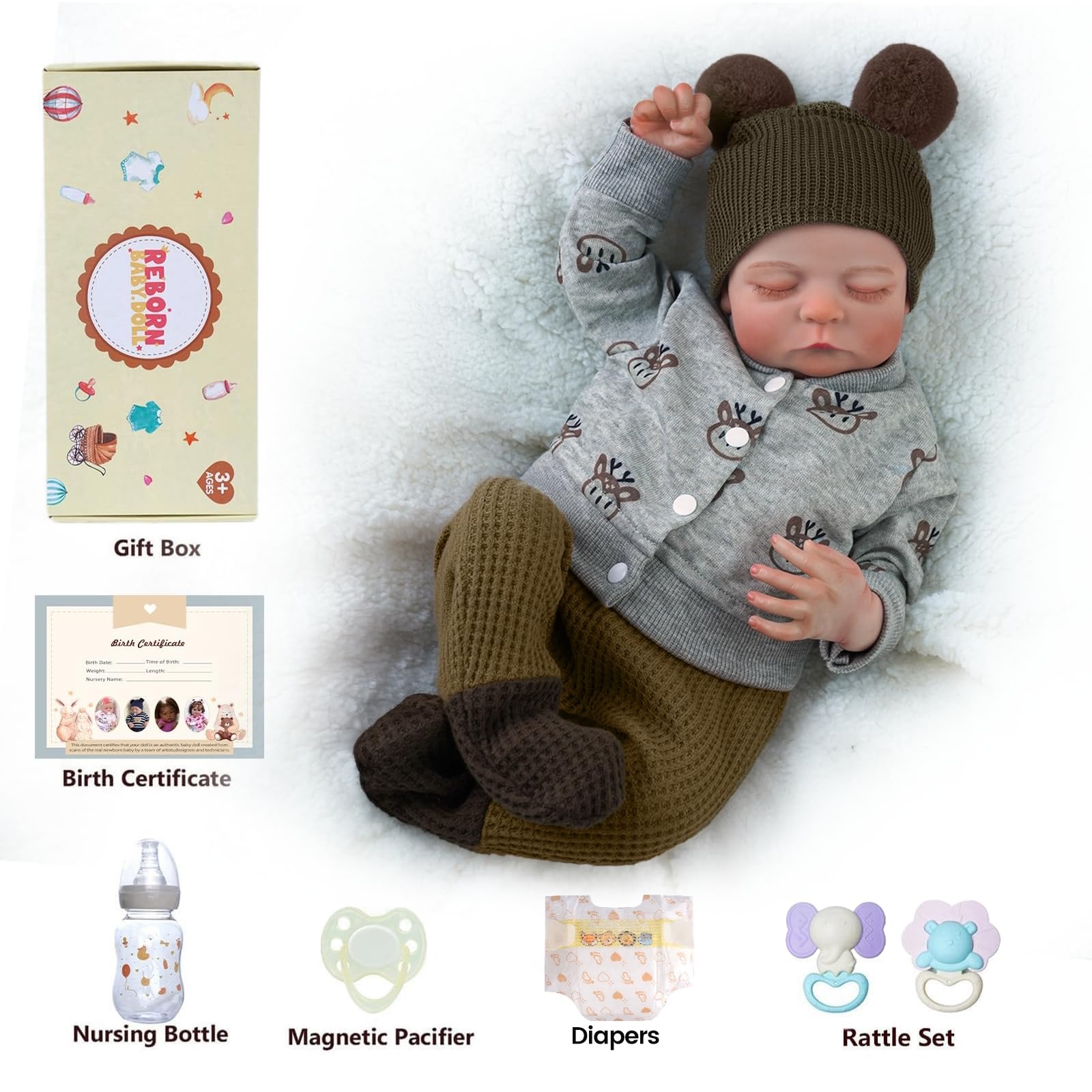 BABESIDE Noah gift set including toy accessories for pretend caregiving