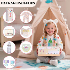 BABESIDE nursing bottle and pacifier for realistic feeding play.