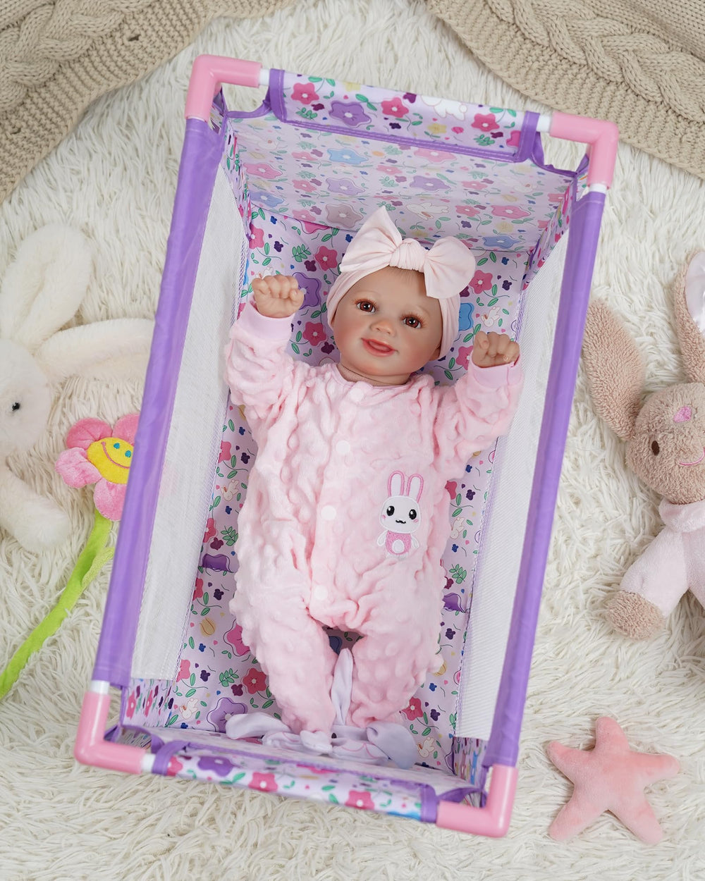 BABESIDE pack-and-play setup supports gentle caregiving pretend play.