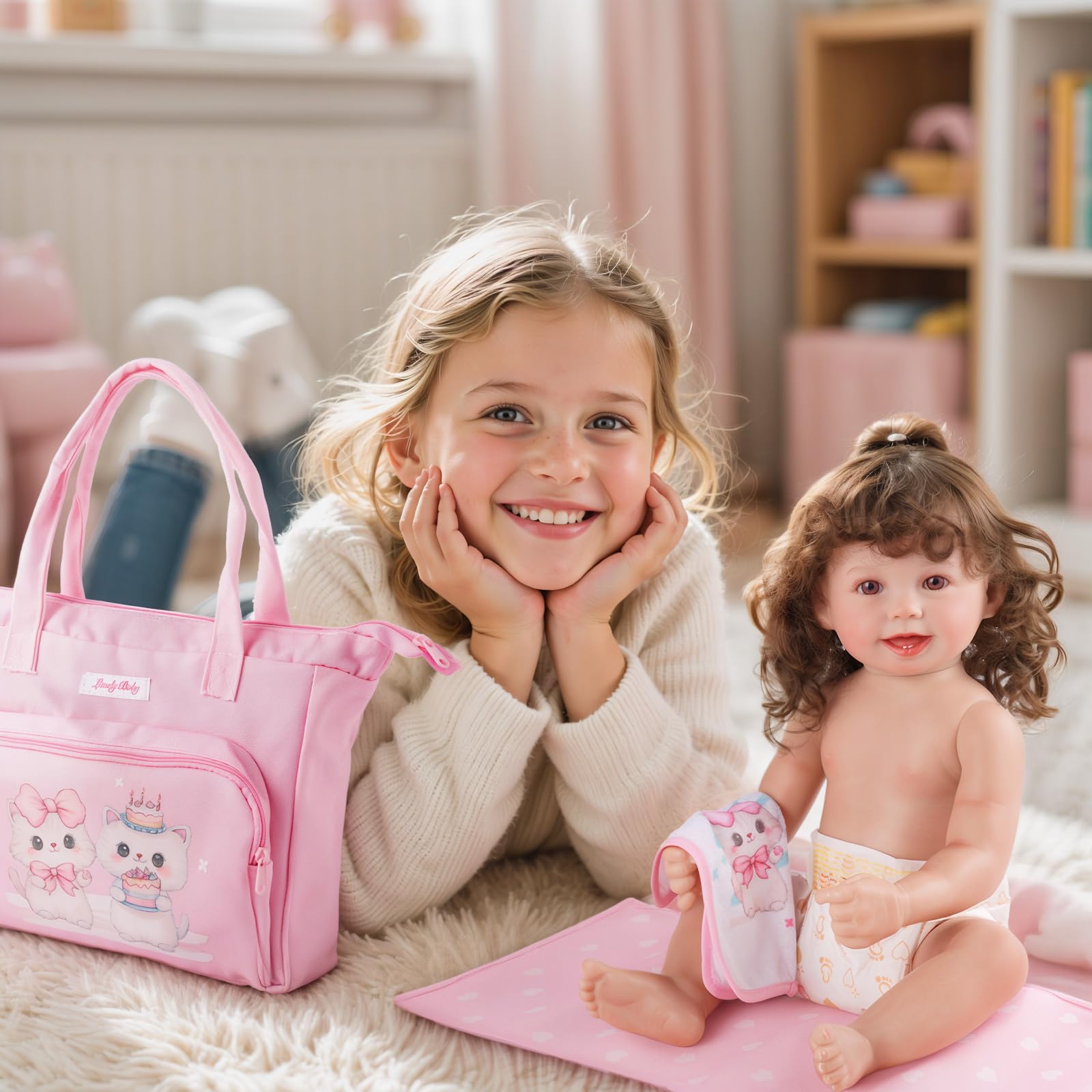 BABESIDE pink dolls display to inspire imaginative setups