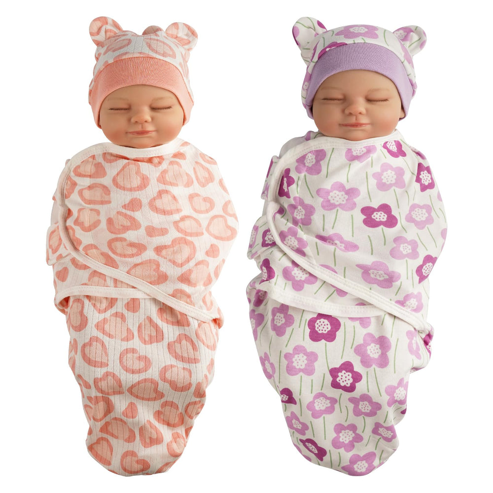 BABESIDE pink and purple doll blankets for 17-24 inch dolls offering cozy swaddling.