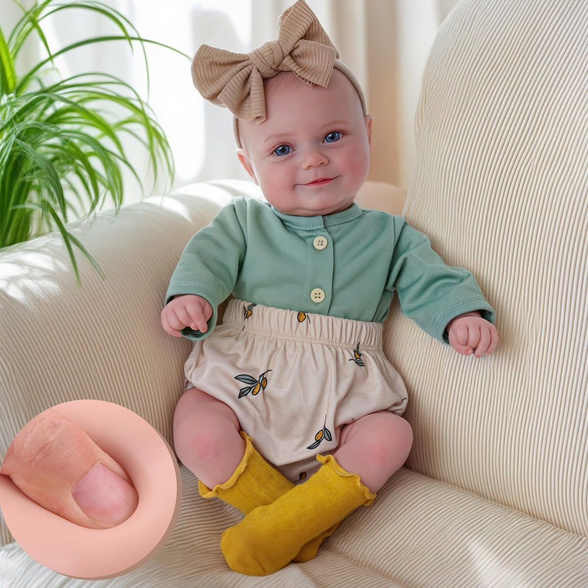 Babeside Reborn doll face close-up showing lifelike expression for imaginative play