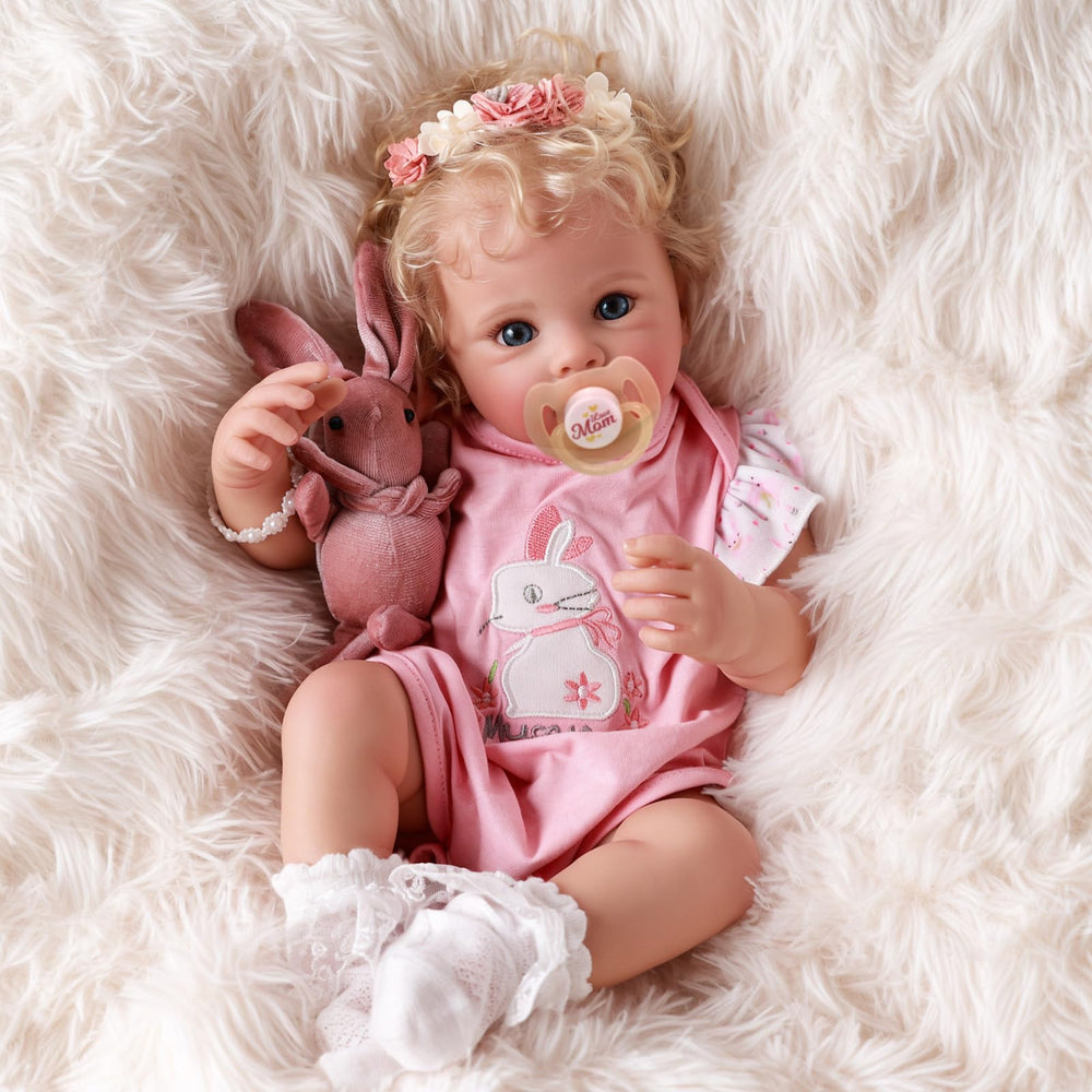 BABESIDE Reborn doll facial features with rosy cheeks and blue eyes