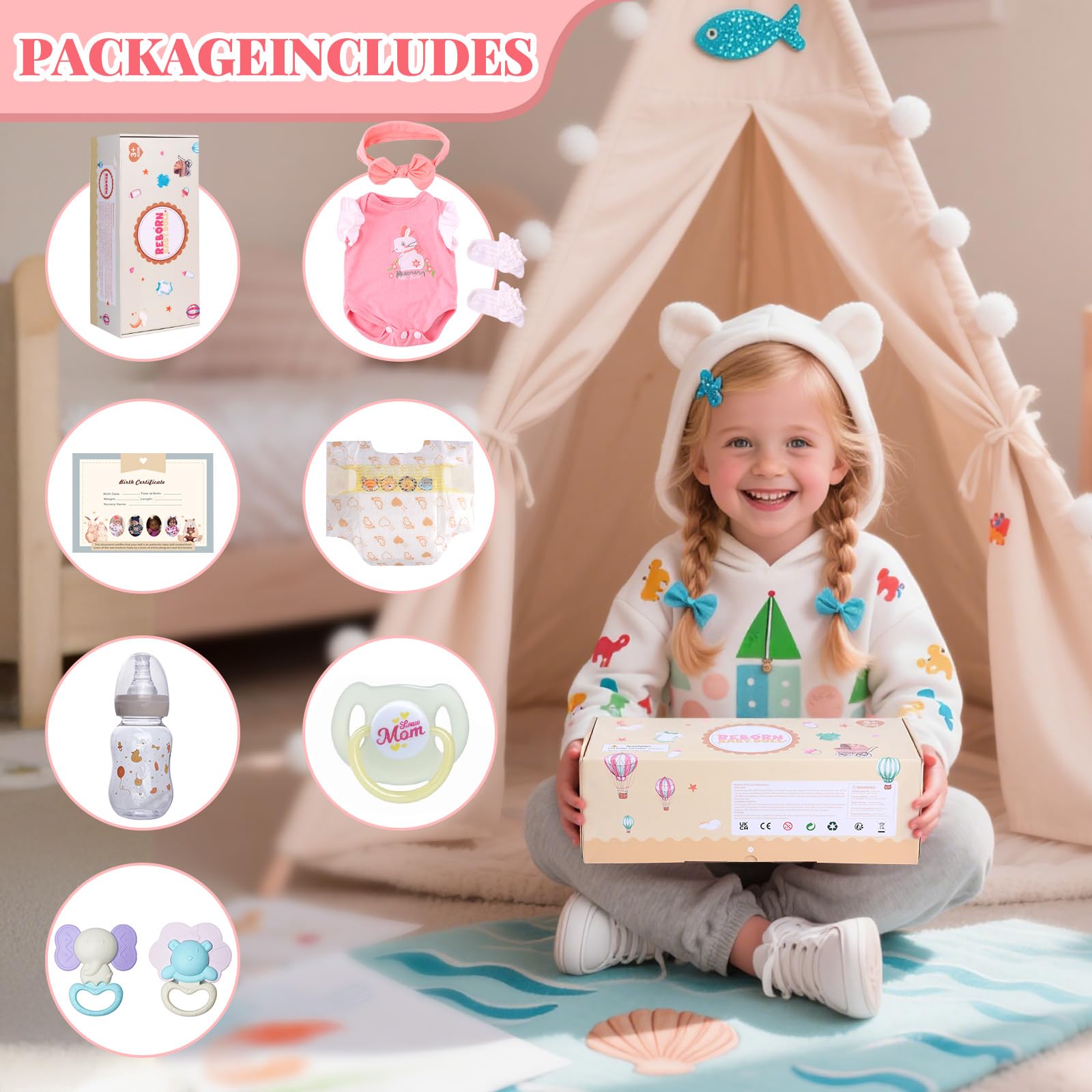 BABESIDE glossy nails enhance newborn realism during gentle care routines.