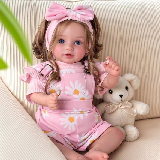 BABESIDE Reborn doll 20inch with rooted brown hair for cozy snuggles and imaginative play.