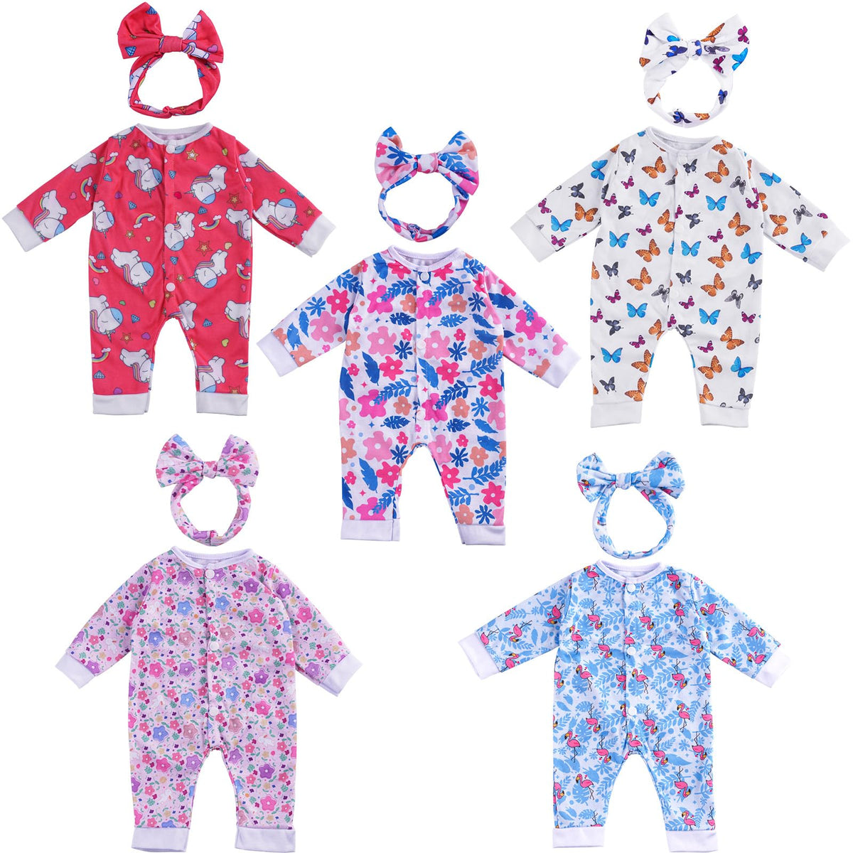 BABESIDE Reborn doll clothes Flowers romper set for vibrant pretend play outfits