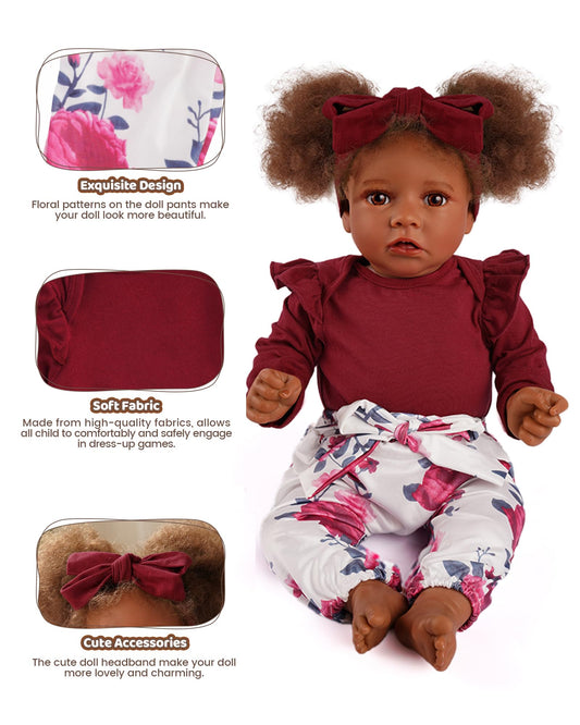 BABESIDE wine red headband completes the outfit for polished doll styling.