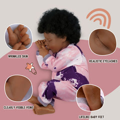 BABESIDE reborn doll with curly hair detail for lifelike charm.