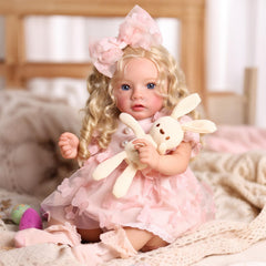 BABESIDE Reborn doll freckled front view shows lifelike charm for imaginative play.