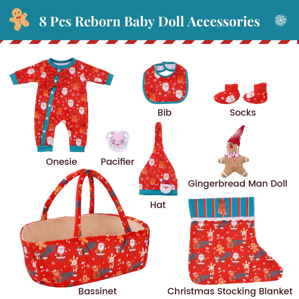 BABESIDE Santa outfit for 17-22 inch dolls, enhances festive dress-up
