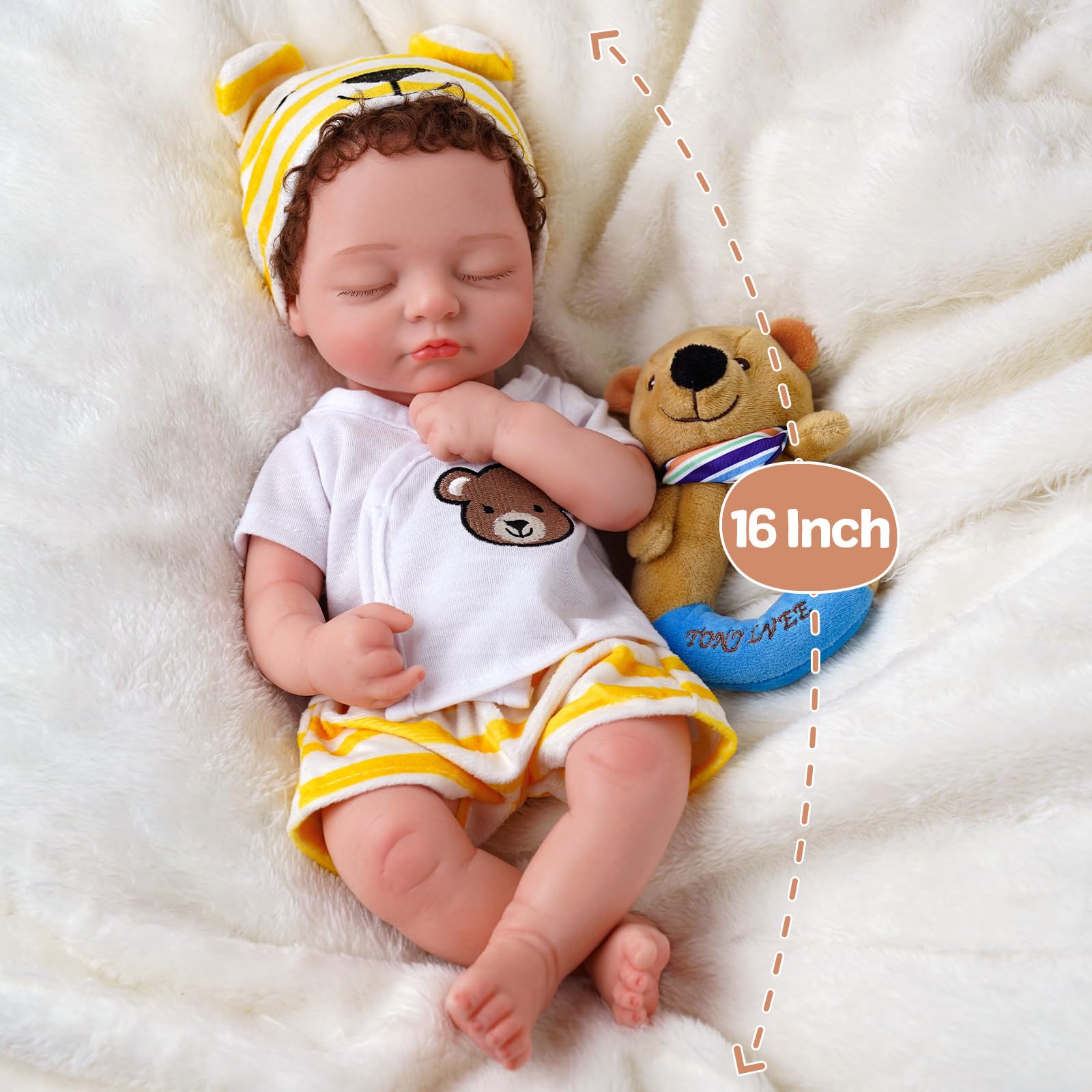 BABESIDE full-body silicone doll, 16 inches, comfortable to cradle and pose.