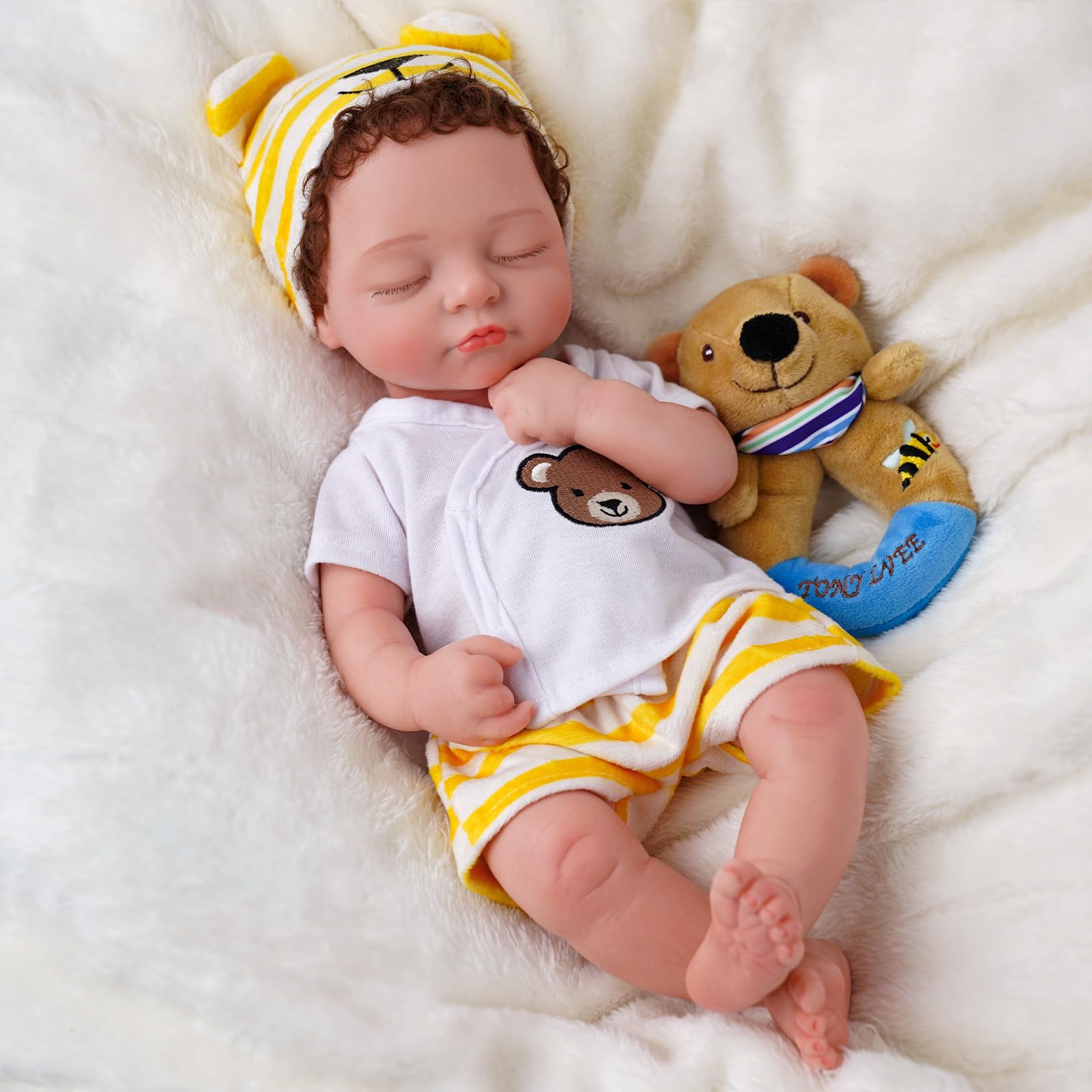 BABESIDE 16-inch sleeping silicone reborn boy doll, inviting calm bedtime pretend play.