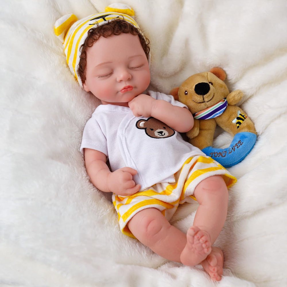BABESIDE 16-inch sleeping silicone reborn boy doll, inviting calm bedtime pretend play.