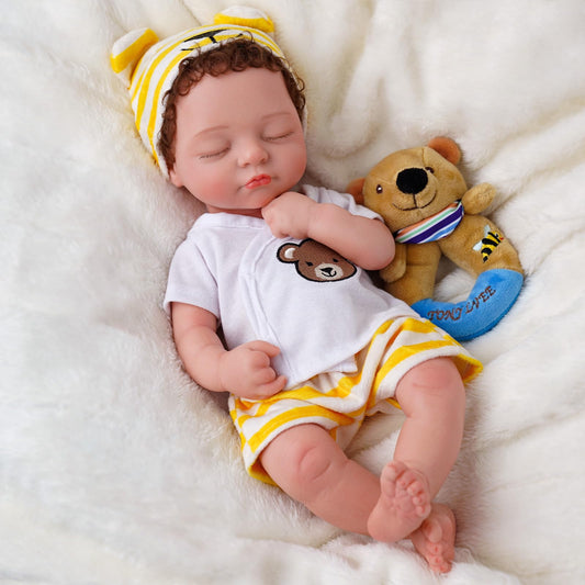 BABESIDE 16-inch sleeping silicone reborn boy doll, inviting calm bedtime pretend play.