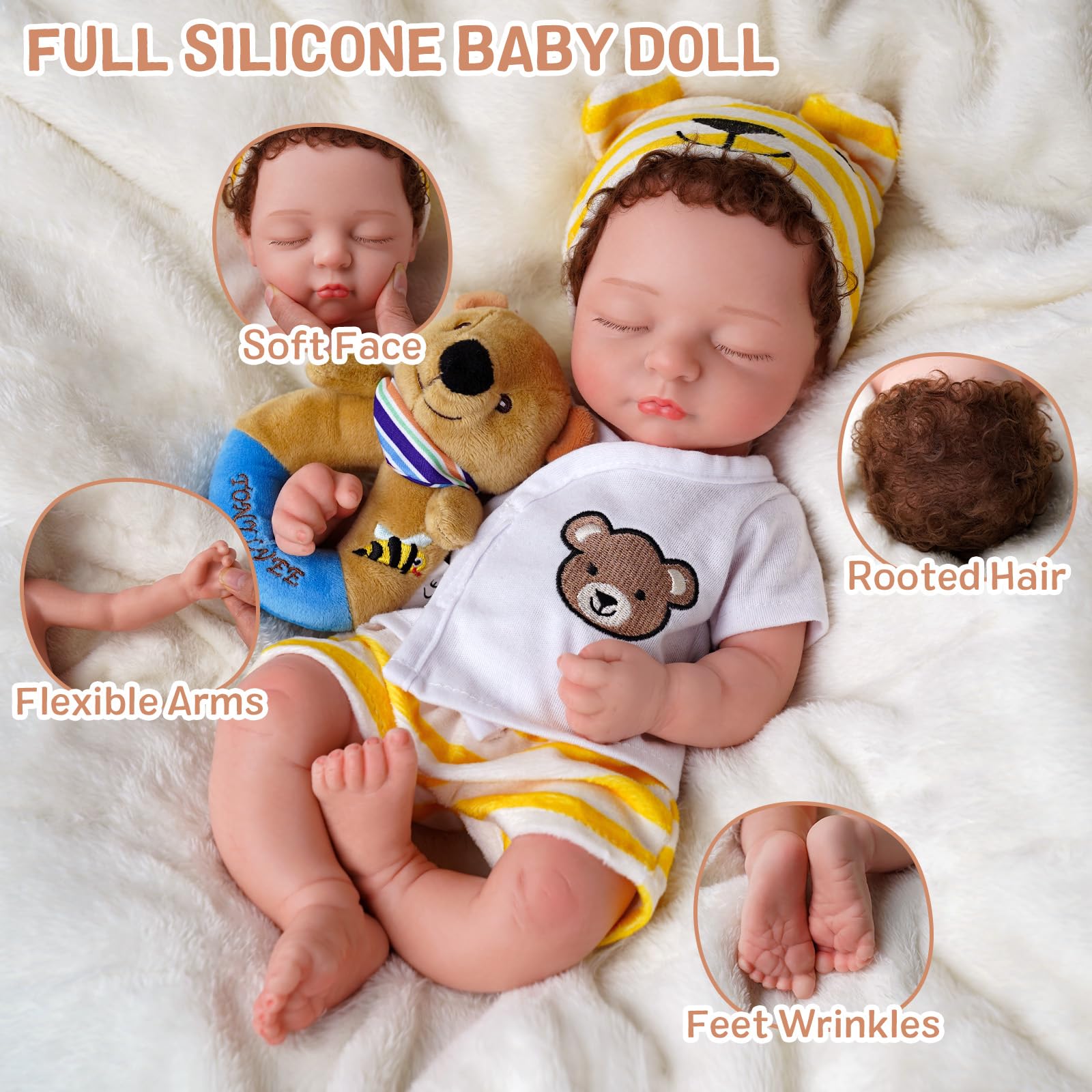 BABESIDE silicone reborn boy doll shows subtle veins and rooted hair for realism.