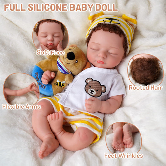 BABESIDE silicone reborn boy doll shows subtle veins and rooted hair for realism.