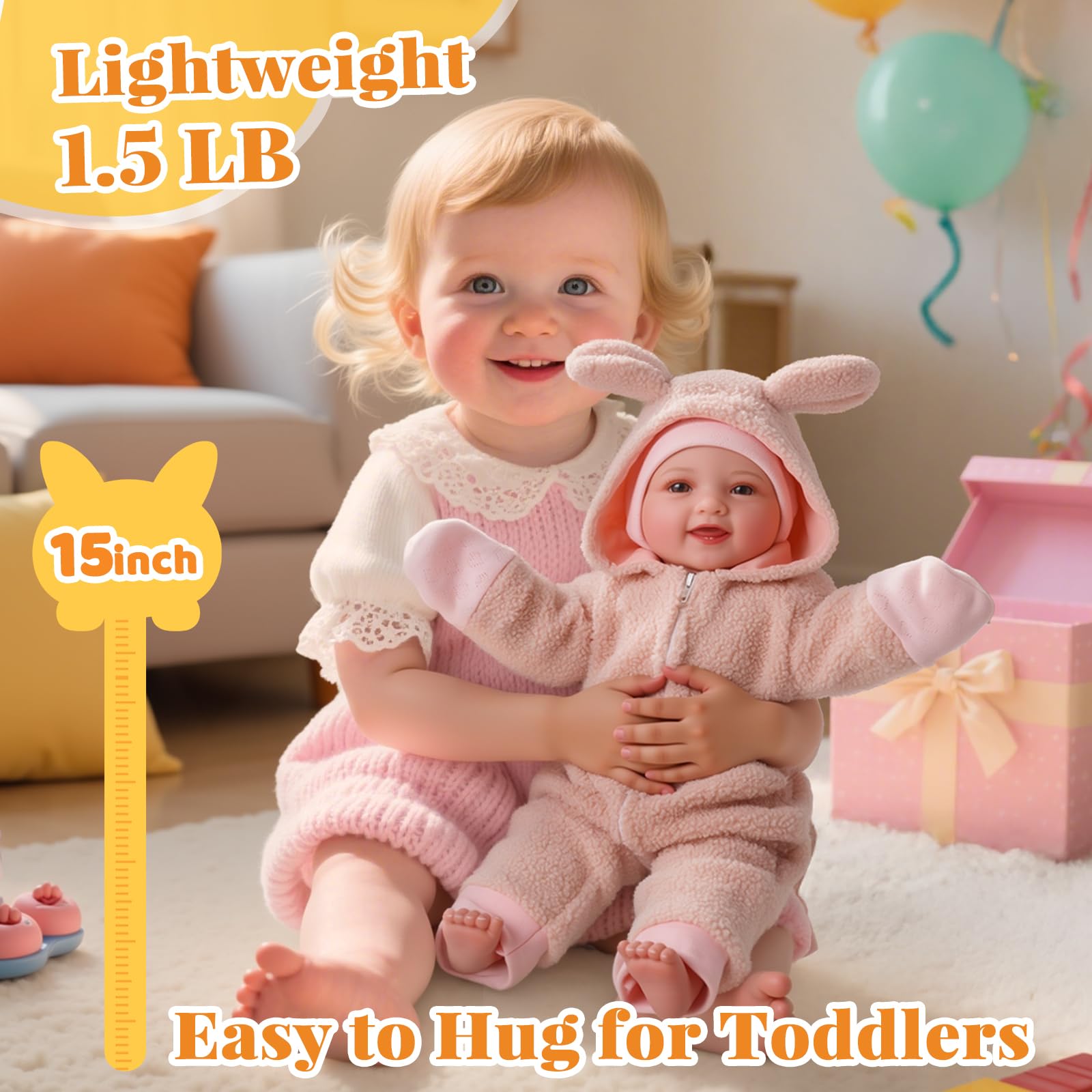 BABESIDE soft baby doll cuddly body, huggable for nap-time and cozy play