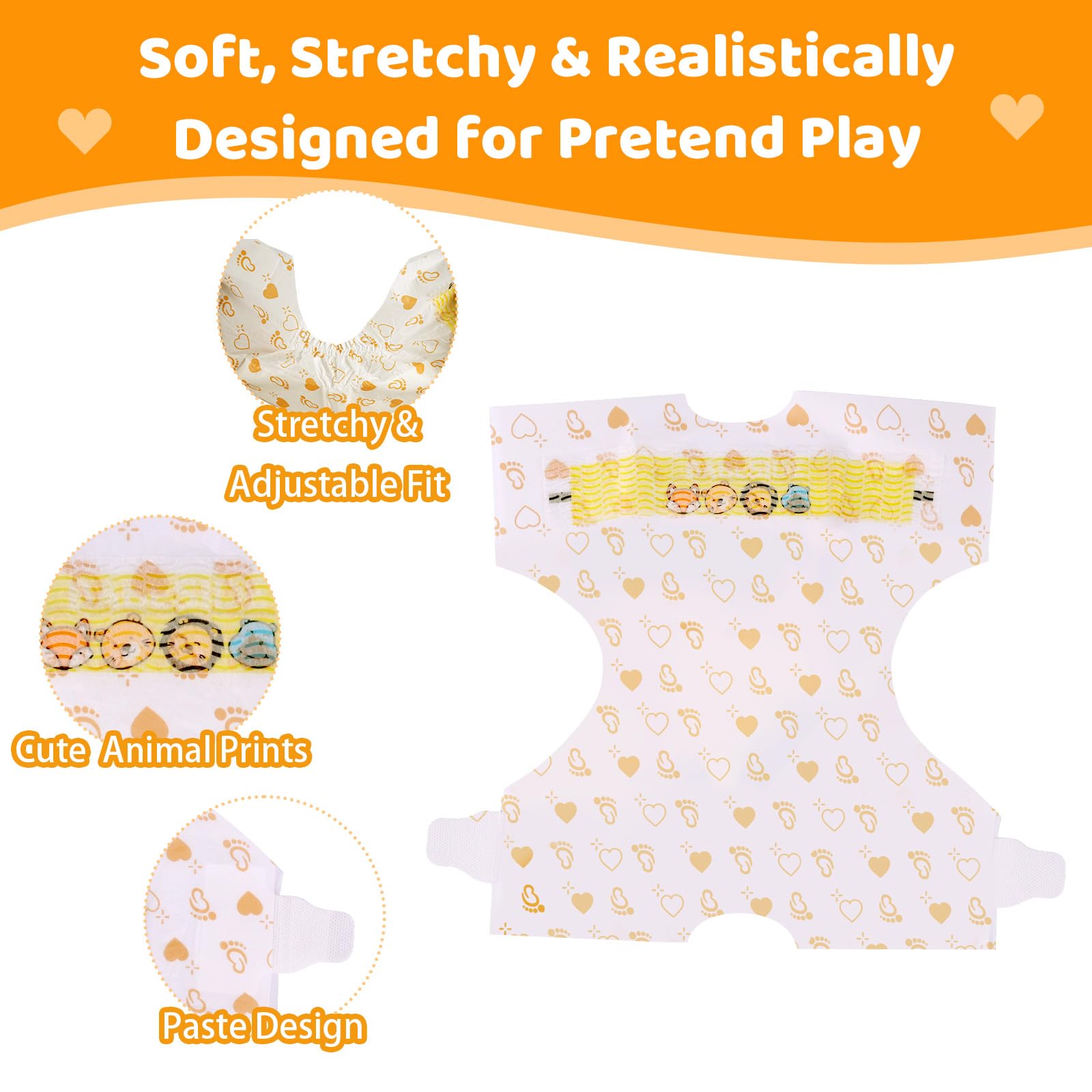 BABESIDE soft-safe material doll diapers emphasizing gentle play for children.