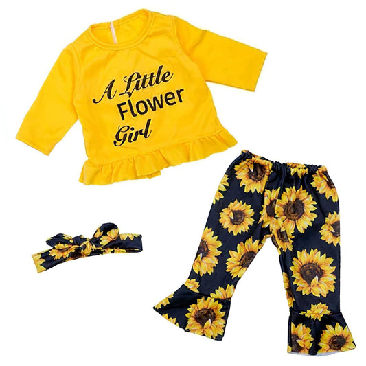 BABESIDE sunflower doll clothes set front view enhances cute, fashionable play outfits.