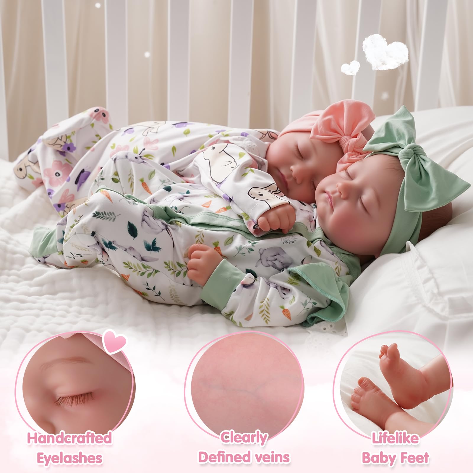 BABESIDE twins in matching outfits ideal for gifting and imaginative play