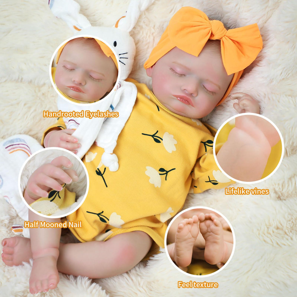 Babeviimt doll features hand painted hair for a convincing newborn look