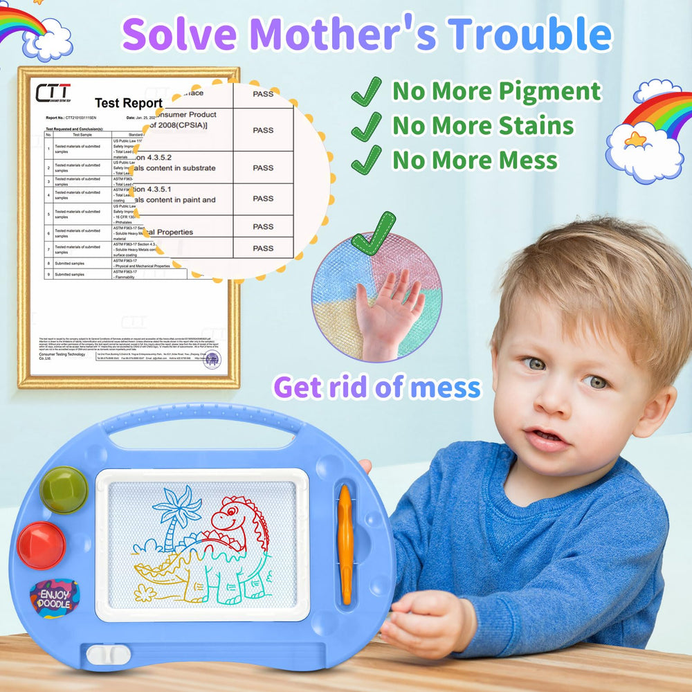 BABLOCVID doodle board with stamps and round edges for safe play.