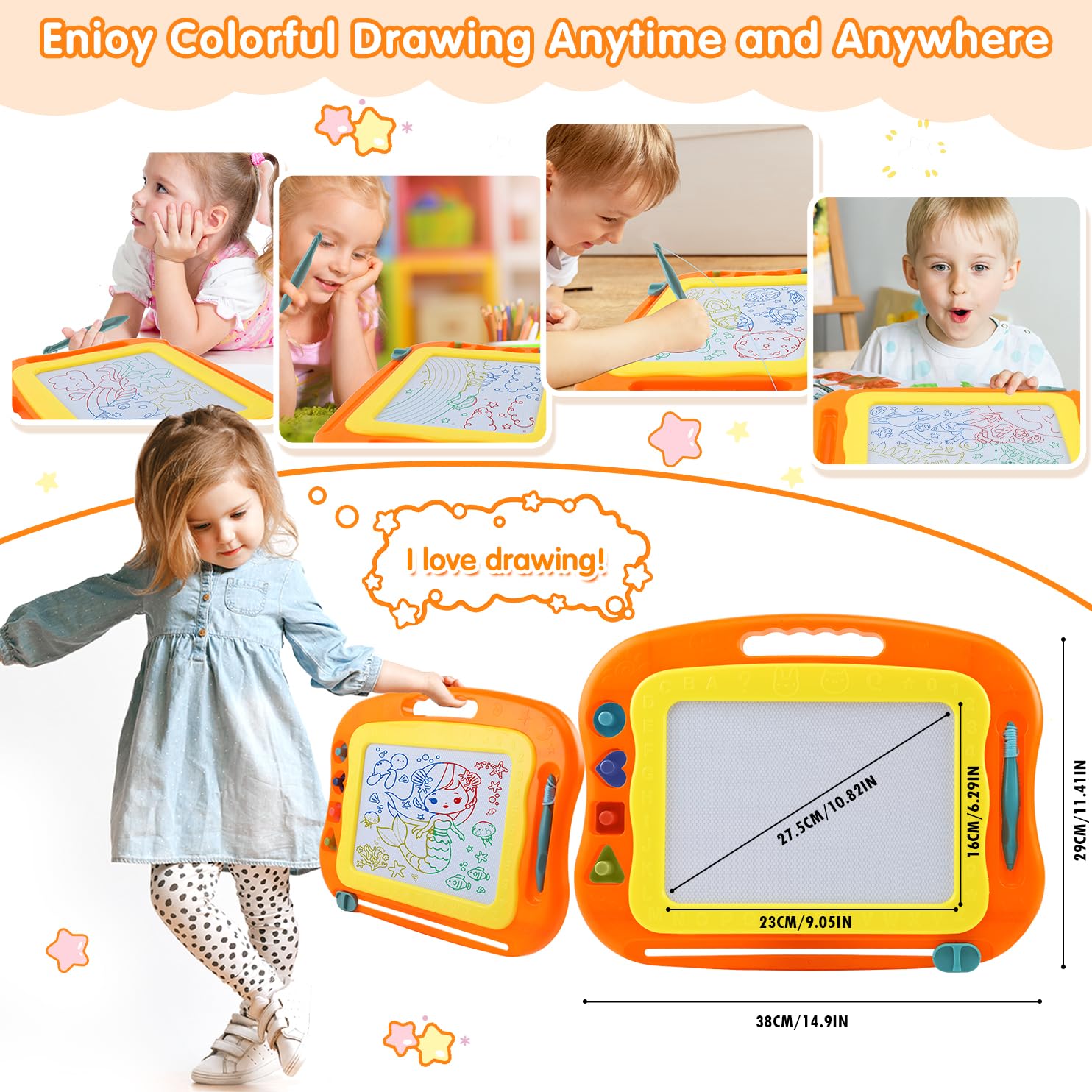 BABLOCVID erasable slider enables quick clearing for instant new doodles.