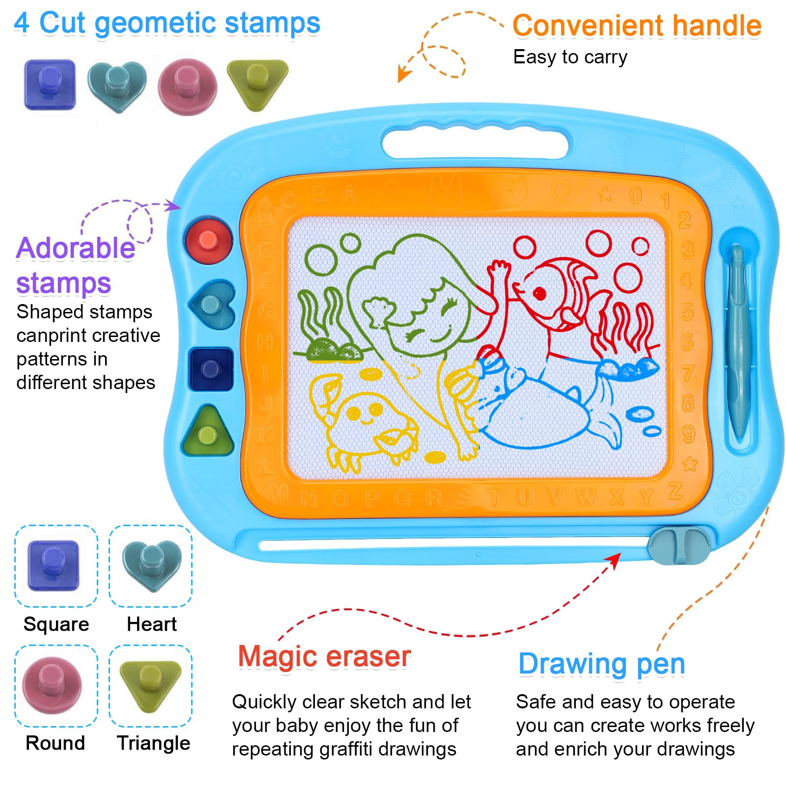 Bablocvid magnetic pen close-up highlights easy drawing with erasable surface.
