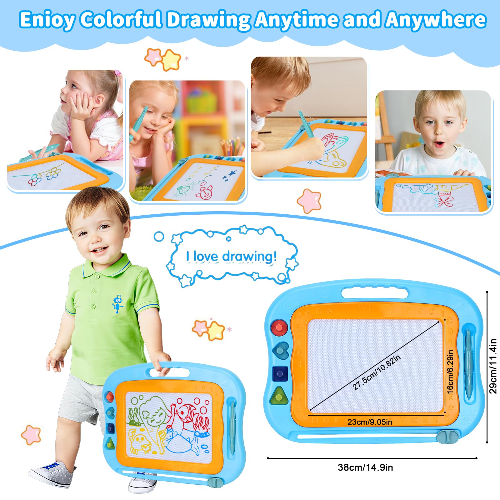 Bablocvid stamps demonstrate circle, star, and triangle shapes for creative learning.