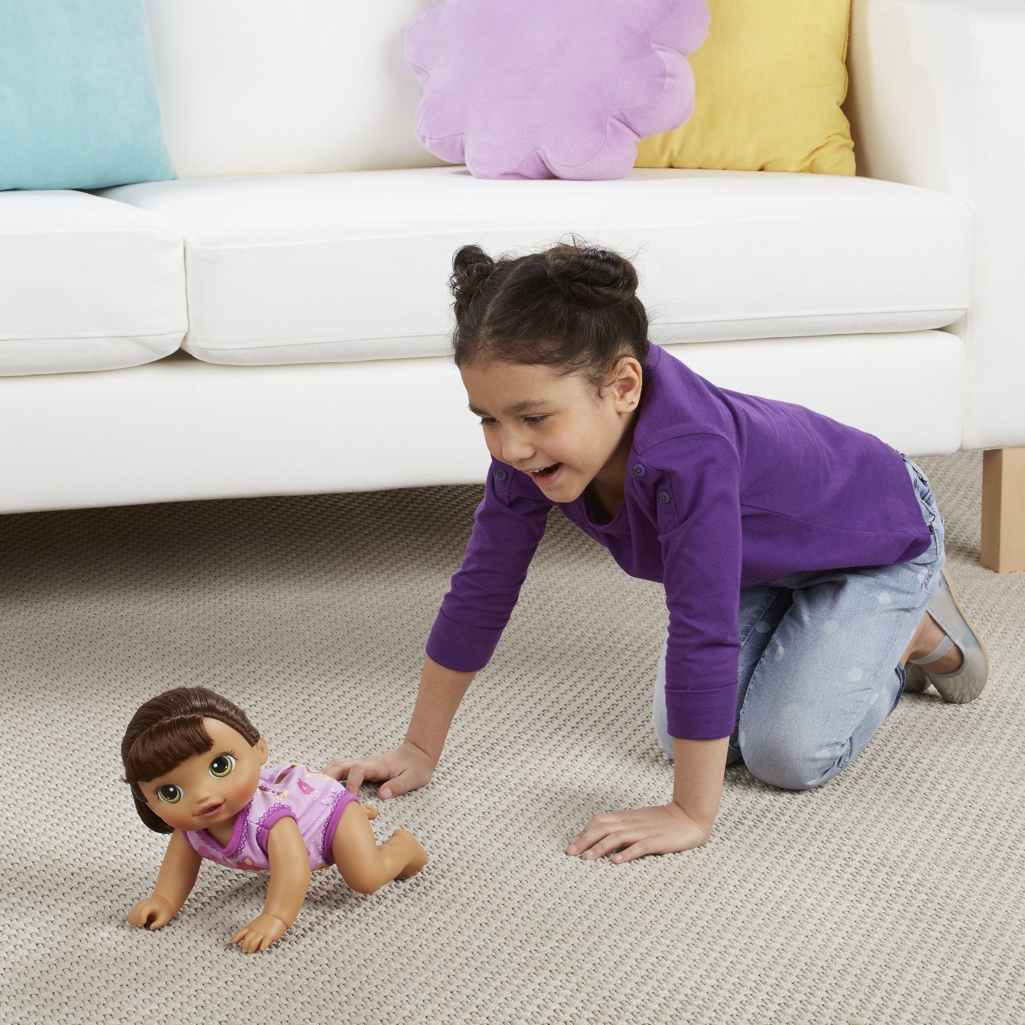 Baby Alive Brunette doll wets diaper for care moments.