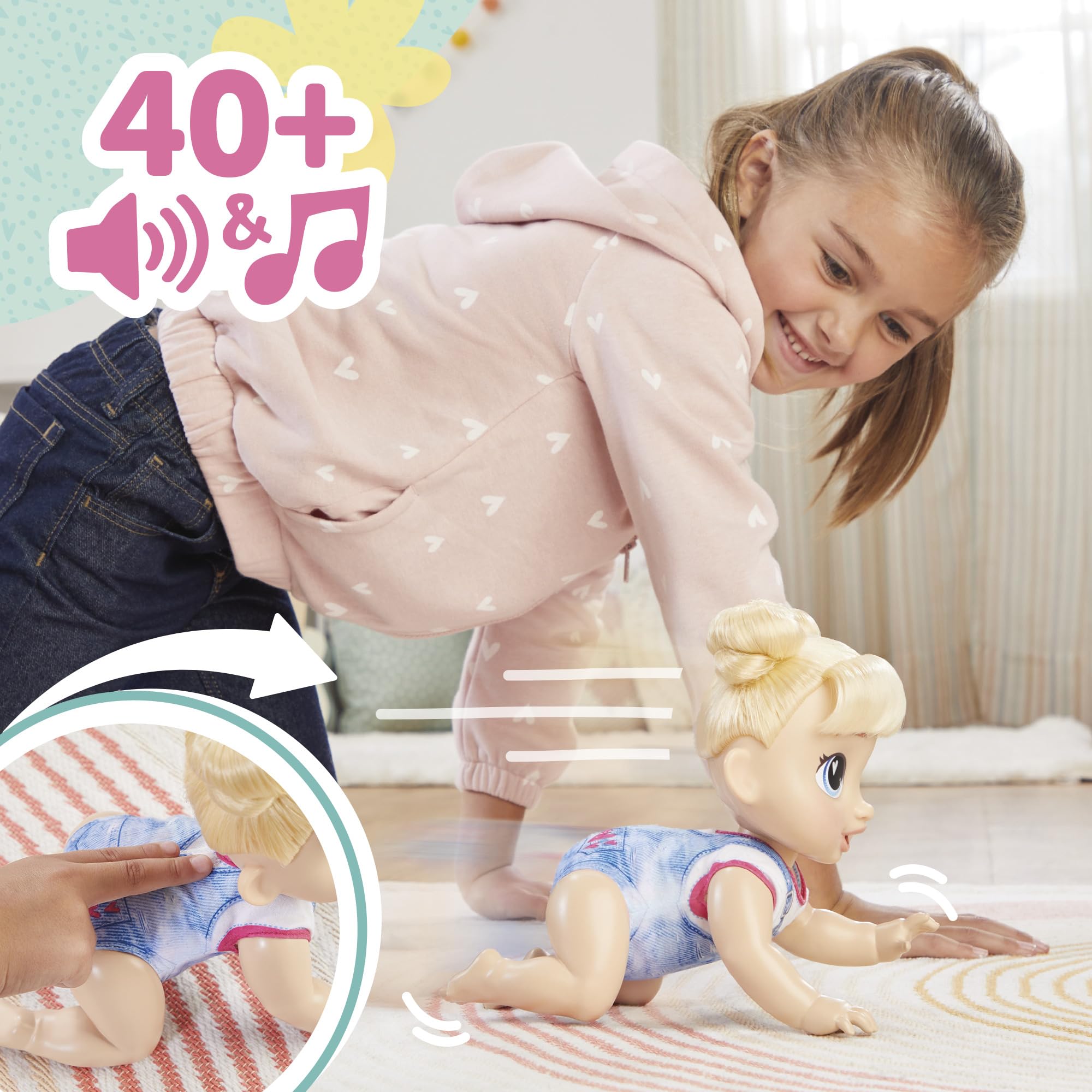 Baby Alive Harper Hugs with sippy cup promotes pretend feeding moments.