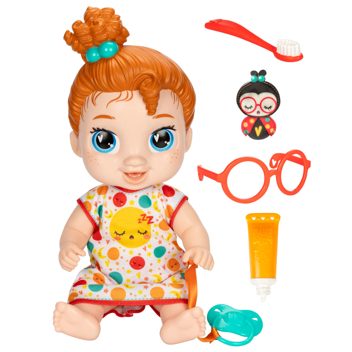 Baby Alive Lil Dreamer Dottie Doodle doll face close-up with sleepy eyes for bedtime play