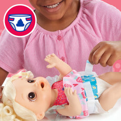 Baby Alive doll wets and poops, inviting diaper-change play