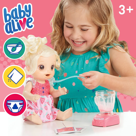 Pink strawberry shake in the Baby Alive Magical Mixer set for imaginative play