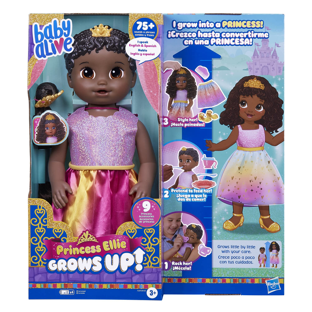 Baby Alive Princess Ellie grows from baby to princess through nurturing play
