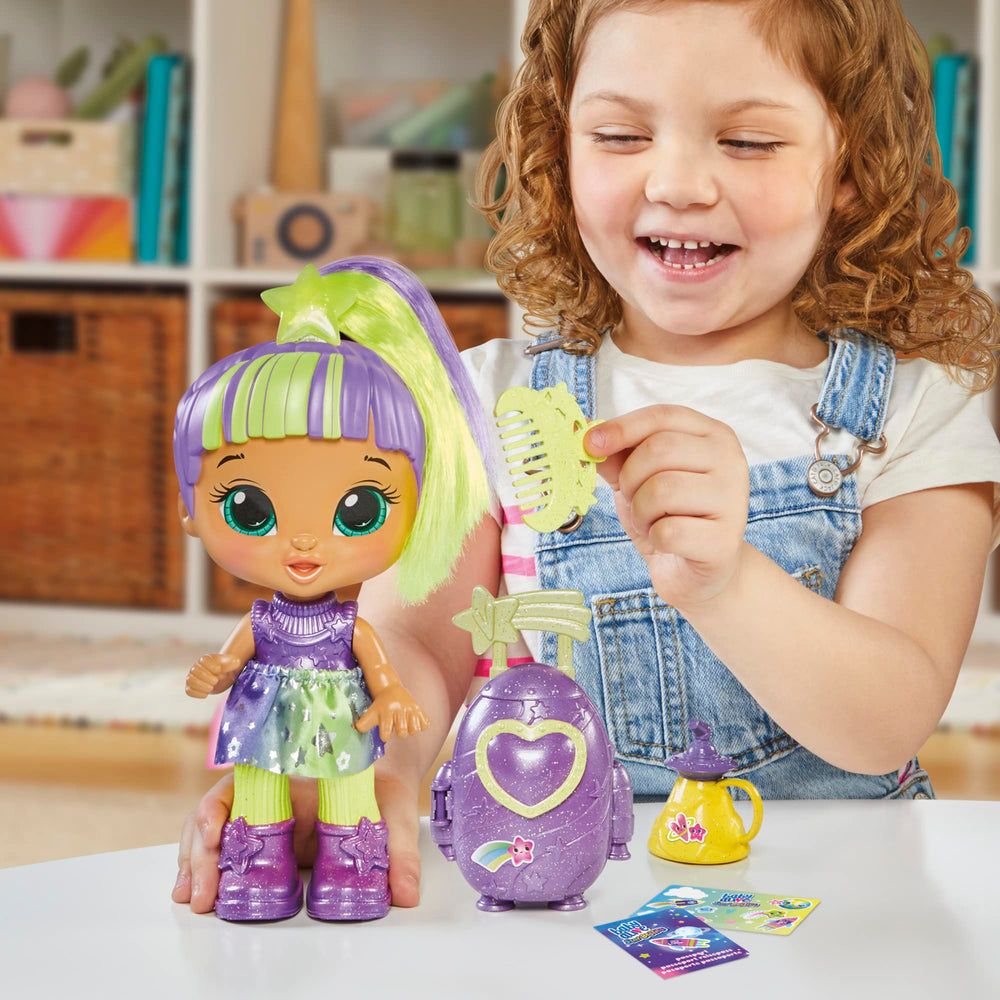 Green and purple brushable hair with a comb for styling Lovely Luna