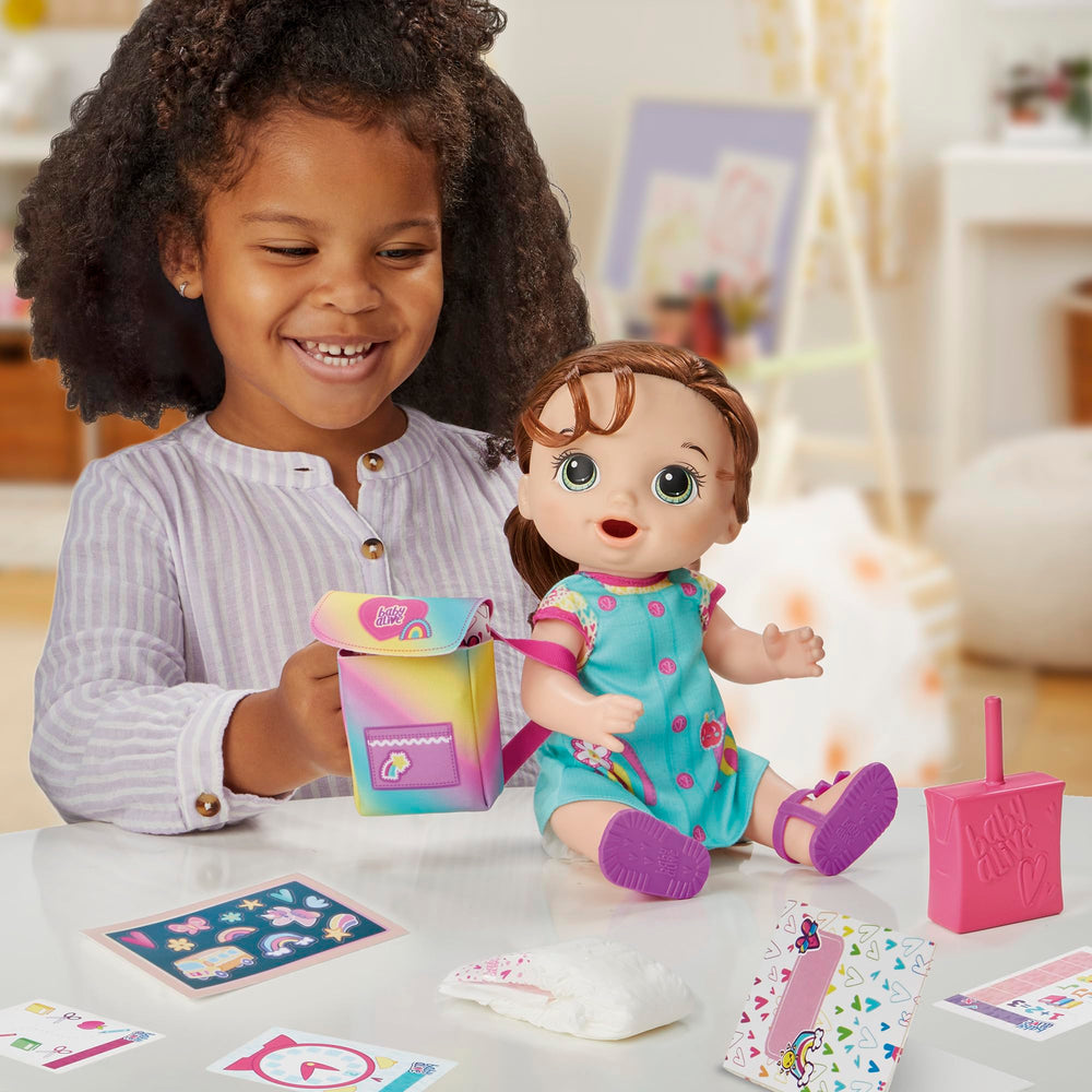 12 inch Baby Alive Time for School doll is portable for on the go play.