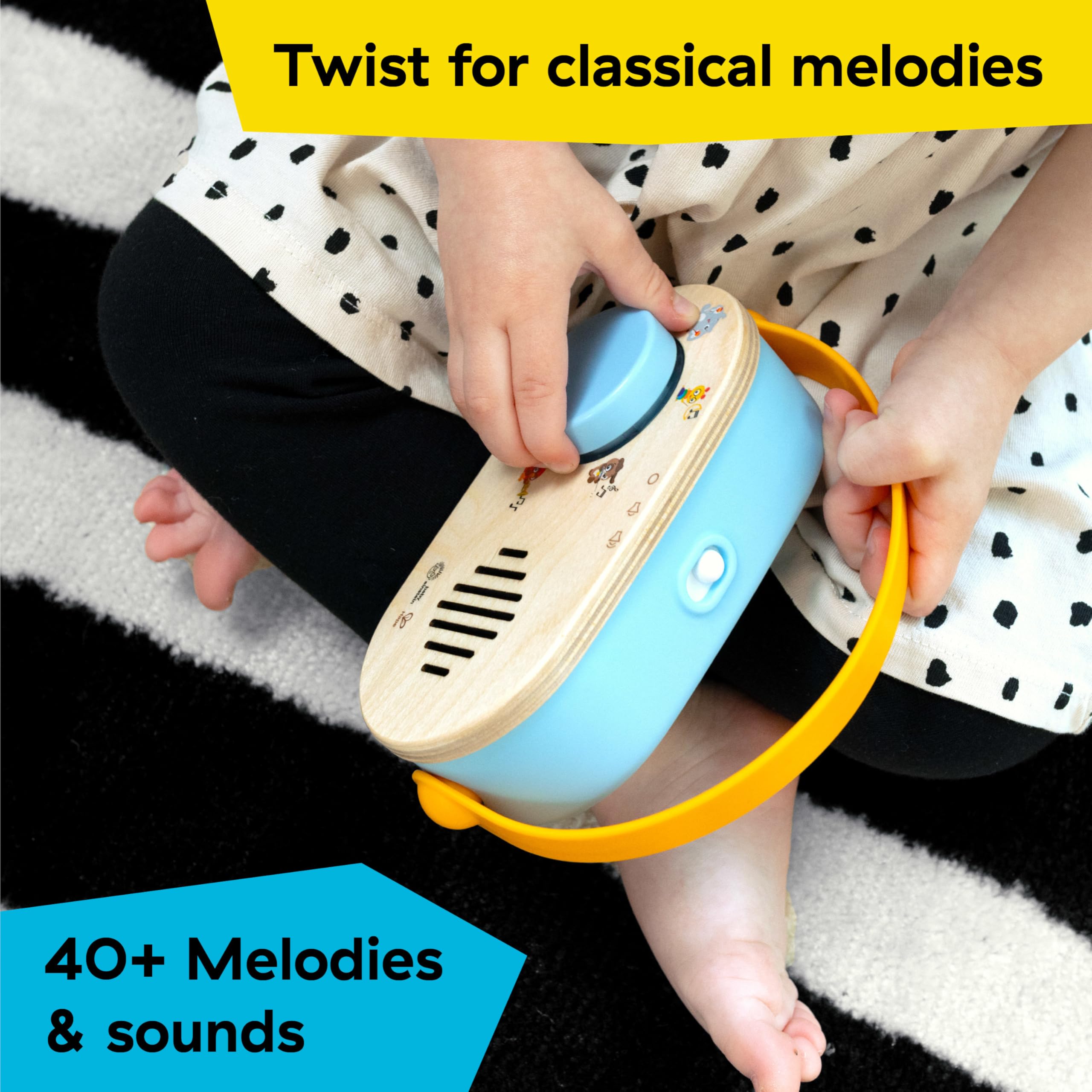 Baby Einstein Discovery Radio grippable strap supports on-the-go exploration