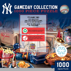 Baby Fanatic MasterPieces 1000pc Yankee puzzle being assembled on table