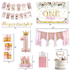 Baby Girl 1st Birthday Decorations high chair banner elevates cake time with festive flair