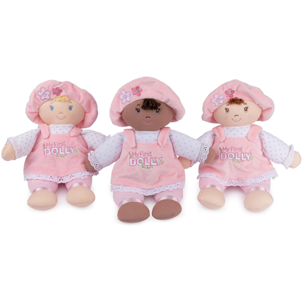 Baby GUND My First Dolly is machine washable for easy cleaning.