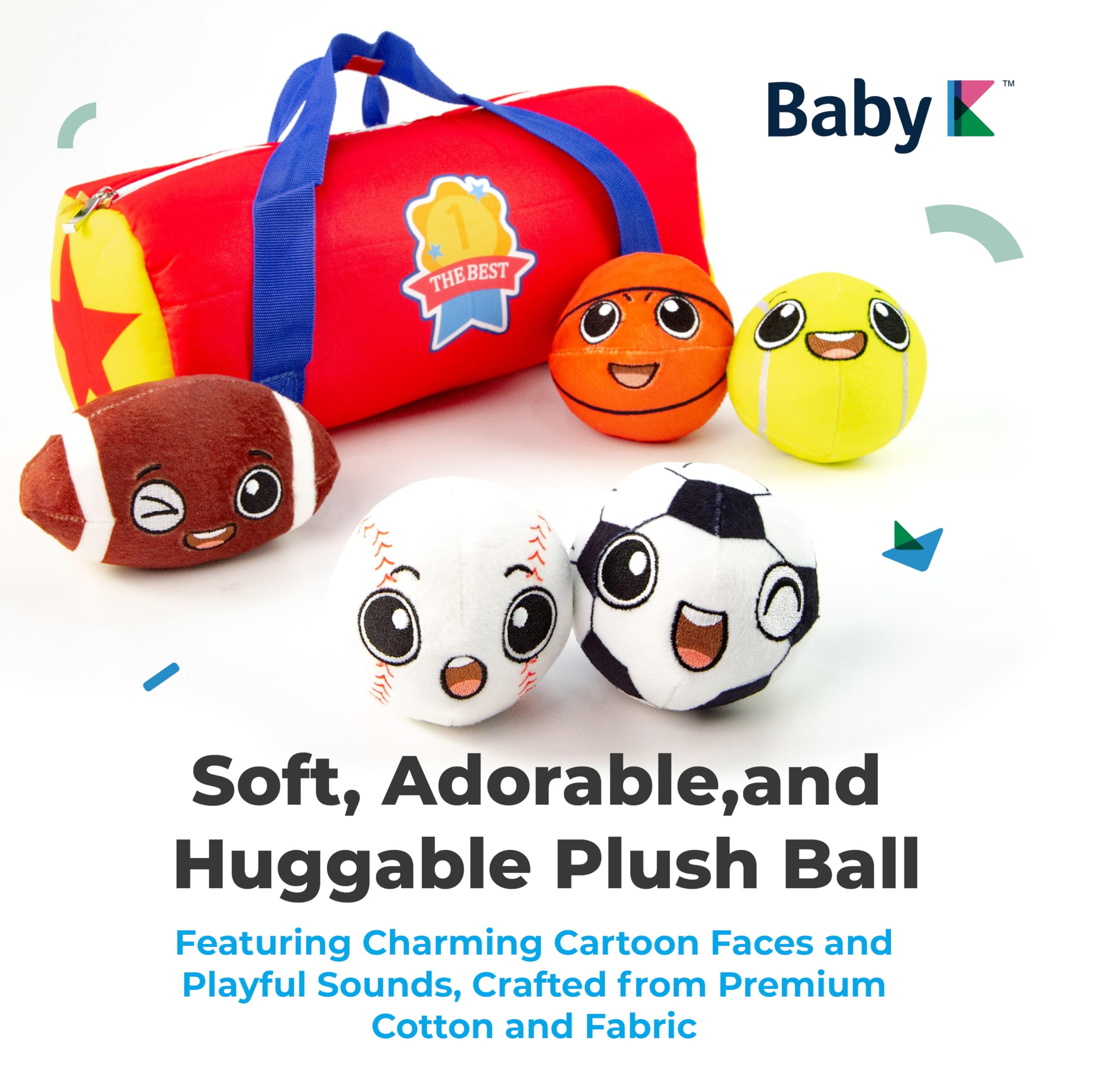 BABY K plush basketball for safe tossing and exploring.