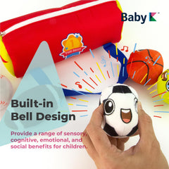 BABY K plush soccer ball is cuddly and easy to grip.